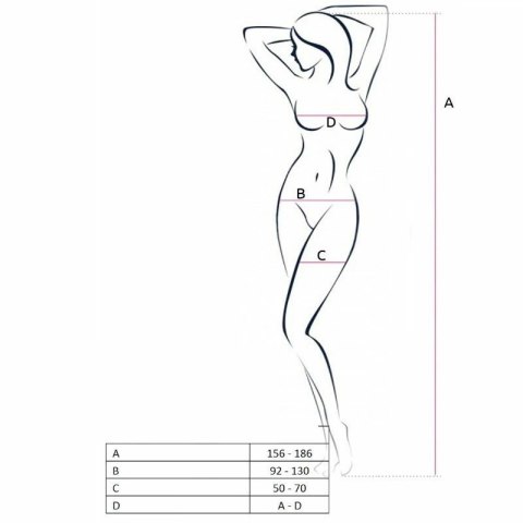 Passion BS046 Bodystocking czarny, ozdobny haft, uniwersalny rozmiar