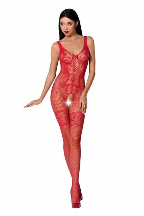 Passion BS069 Czerwone bodystocking kabaretka koronka uniwersalny