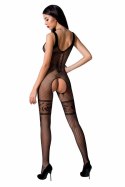 Passion BS069 bodystocking kabaretka koronkowa czarna uniwersalna