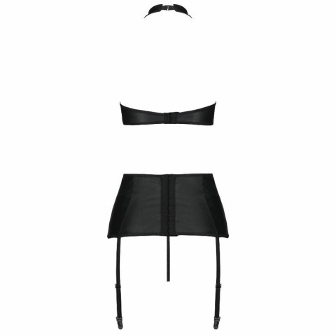 Passion Nancy komplet bielizny 3-częściowy skora ekologiczna S/M