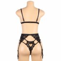 Subblime Lingerie Set L/XL - Komplet 3-częściowy Czarny Koronkowy
