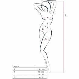Passion BS020 Siatkowe Body z Haftem Czarny Jeden Rozmiar