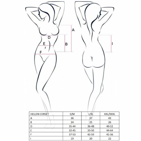 Passion Hellen Gorset czarny S/M elegancki zestaw bielizny