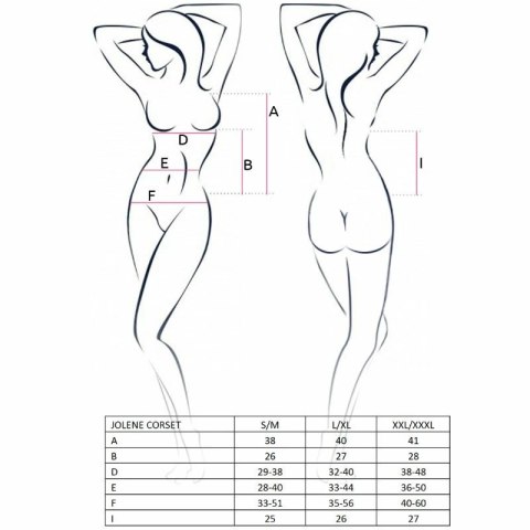 Passion Jolene Gorset czarny L/XL - elegancka bielizna z dodatkiem stringow