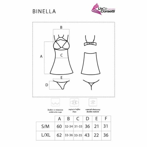 Livco Corsetti Binella - Czarny komplet babydoll z koronką i stringami