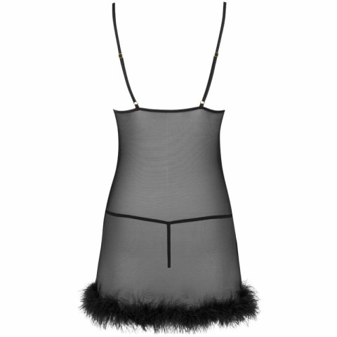 Livco Corsetti Zerunam - Czarny komplet babydoll z koronką i stringami