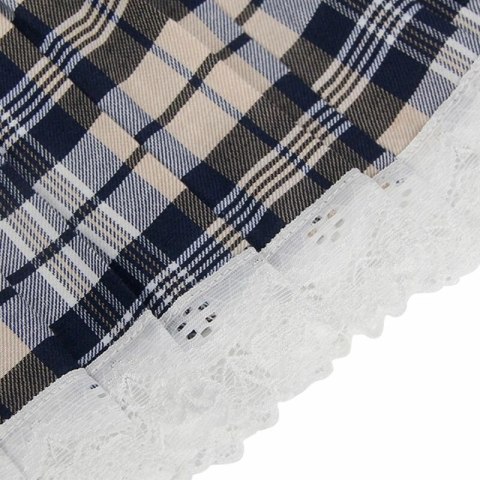 Subblime Kostium Szkolny S/M - Biały Top i Kraciasta Spodnica Cosplay