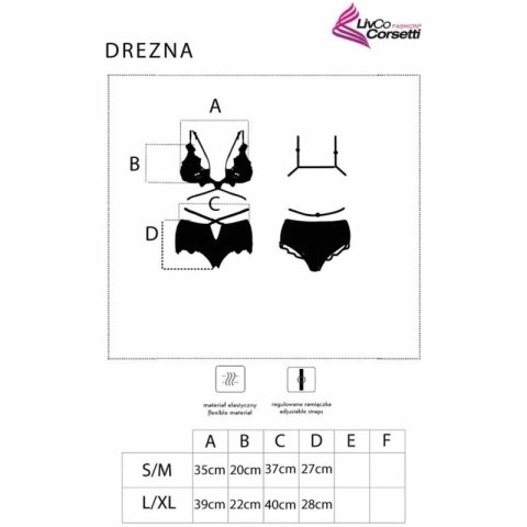 Livco Corsetti Drezna LC 90733 czarny komplet koronkowy z ozdobnymi zapięciami