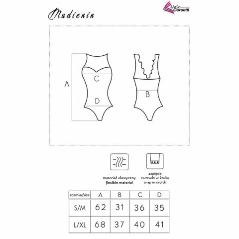 Livco Corsetti Mudienin LC 90654 body czarne S/M koronka elegancja