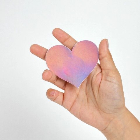 Secret Play WOW Heart Osłony na biust holograficzne czarne i rożowe