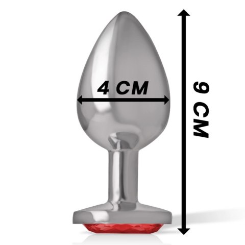 Intense Korek Metalowy Anatomiczny z Czerwonym Kryształem L 9cm