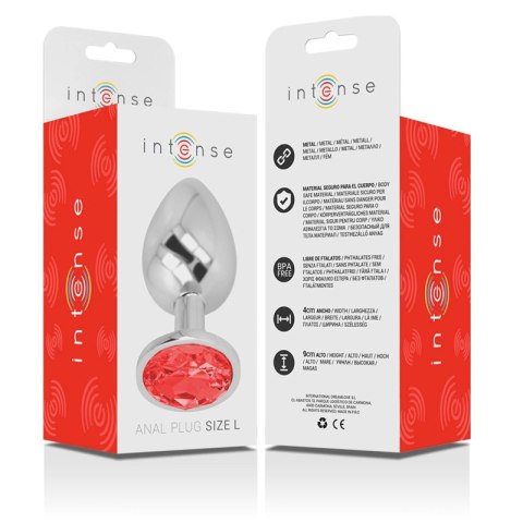Intense Korek Metalowy Anatomiczny z Czerwonym Kryształem L 9cm