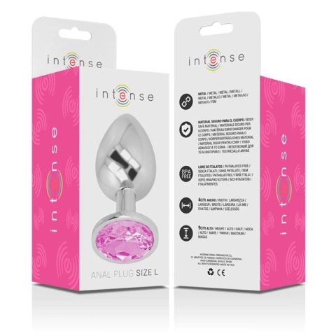 Intense Korek Metalowy z Kryształem Rożowym Rozmiar L Aluminium 9cm