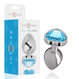 Intense Metalowy Korek Anatomiczny M Niebieskie Serce 8 cm
