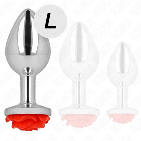 Kink Plug Metalowy z Ozdobą Czerwona Roża Rozmiar L 10,2 cm
