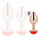 Kink Rose Gold Metal Plug z Czerwoną Rożą - Stal, 7,8 cm, ozdobny