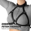 Fetish Submissive Uprząż Regulowana Piersiowa ze Skory Wegańskiej i Neoprenu