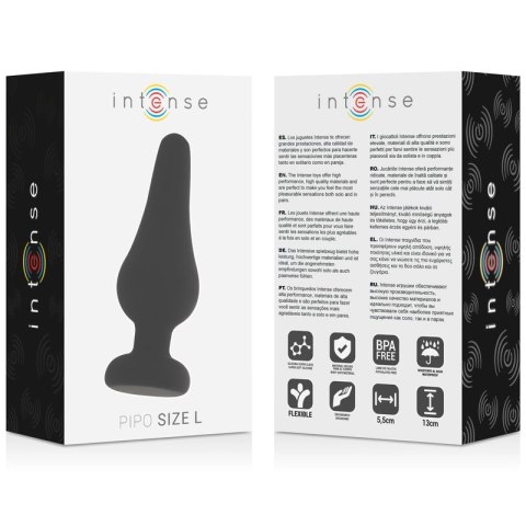 Intense Pipo L Czarny Korek Silikonowy 13 cm Anatomiczny Design