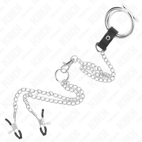 KINK Chromowany Pierścień Anatomiczny z Łańcuszkiem i Zaciskami 3,8-5 cm
