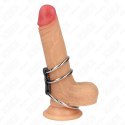 KINK Metalowy Potrojny Pierścień Intymny 3,7-5 cm z Połączeniem Skorzanym