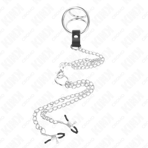 KINK Pierścień anatomiczny metalowy z łańcuszkiem i zaciskami, 3-4,5 cm