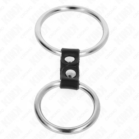 KINK Podwojny Pierścień Metalowy 3,7/5 cm z Paskiem Skorzanym Model 2