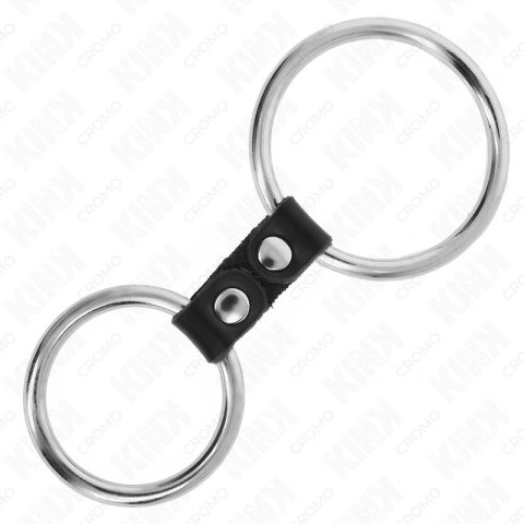 KINK Podwojny Pierścień Metalowy 3,7/5 cm z Paskiem Skorzanym Model 2