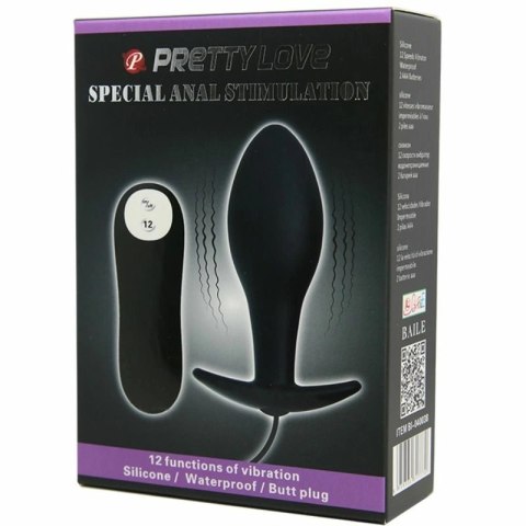 Pretty Love Airy Plug silikonowa kotwiczka wibrująca 12 trybow czarna