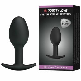 Pretty Love korek anatomiczny silikonowy z kulką 6,5 cm czarny