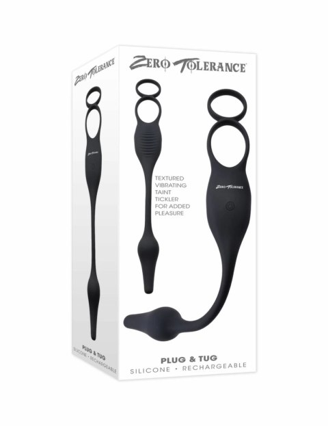 Evolved Novelties Plug & Tug Black - Zestaw z wibrującym pierścieniem