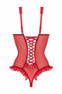 Mistique Body Wetlook Czerwone z Odsłoniętymi Miseczkami i Koronką