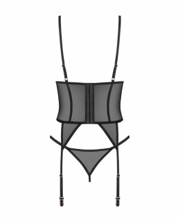Obsessive Freedom Euridia gorset z stringami czarny komplet koronkowy