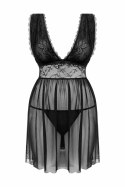 Obsessive Lieve Komplet Babydoll i Stringi Czarny Koronkowy S/M/L