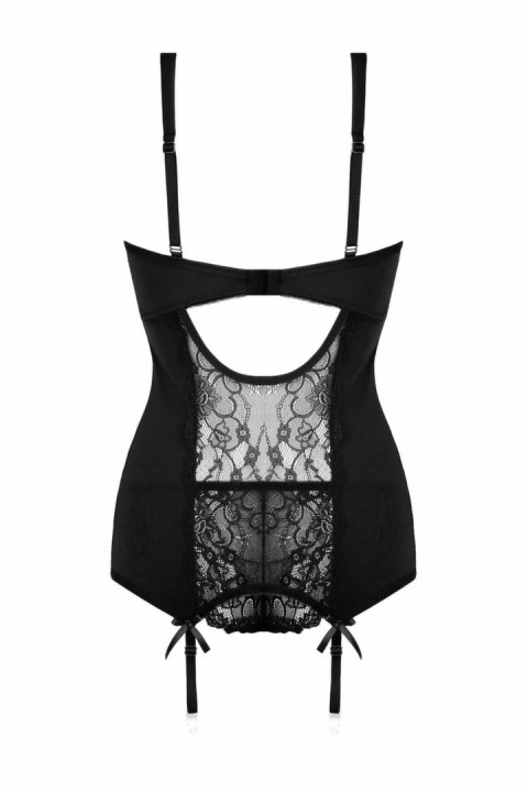 Obsessive Marzia 2-częściowy komplet z gorsetem i koronką czarny