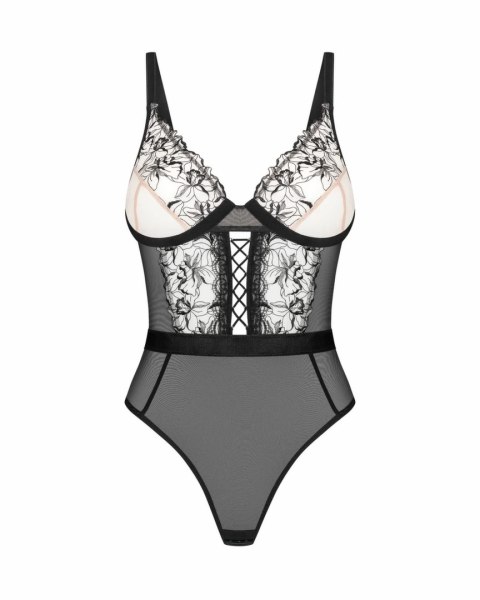 Obsessive Vila Blanes Teddy czarny z kwiatowym haftem, regulowany