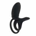 Playboy Just Right Black - podwojny pierścień silikonowy z wibracją