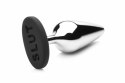 XR Brands Butt Slut Metal Plug srebrny aluminiowy z silikonową bazą