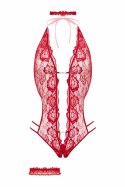 Renee Body Open-Crotch Red - Elastyczny Komplet Bielizny Damskiej
