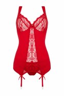 Vibe Couture Marzia czerwony zestaw top z paskami i figi koronkowe