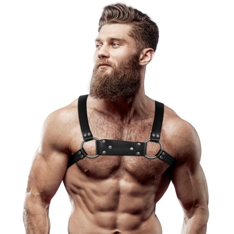 Fetish Submissive Uprząż Bulldog M/L z eko-skory, regulowana, czarna