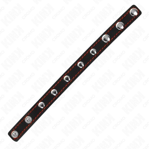 KINK Skorzany Pierścień Regulowany z Kolcami 21,5x1,6 cm Czarny