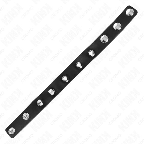 KINK Skorzany Pierścień Regulowany z Kolcami 21,5x1,6 cm Czarny