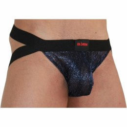 BURN 006 Jockstraps błyszczący niebiesko-czarny M - stylowy design