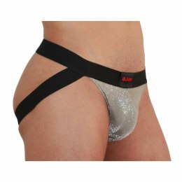 BURN Jockstrap 001 błyszczący beż/czarny L - designerski pas biodrowy