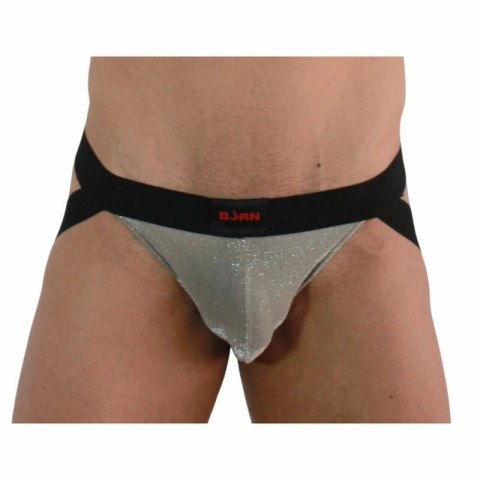 BURN Jockstrap 001 błyszczący beż/czarny S - designerska bielizna męska