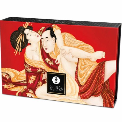 Shunga Sensual Body Powder Strawberry - Zestaw do masażu z pędzelkiem 75g