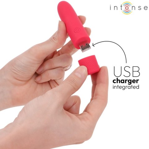 INTENSE SYMONE Wibrująca Kula USB, 8 Trybow, Czerwona, 10x2,2 cm