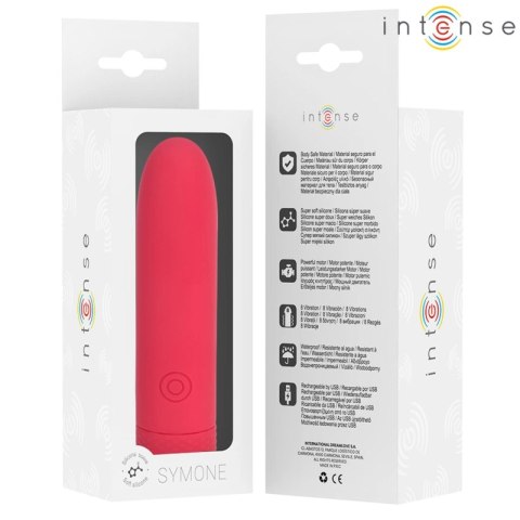 INTENSE SYMONE Wibrująca Kula USB, 8 Trybow, Czerwona, 10x2,2 cm