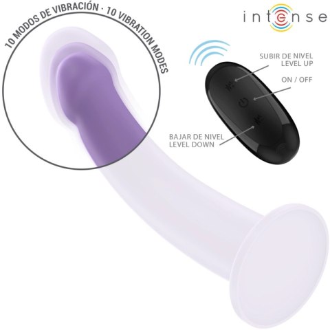 Intense Eddie model wibrujący 17,5 cm fioletowy z pilotem USB