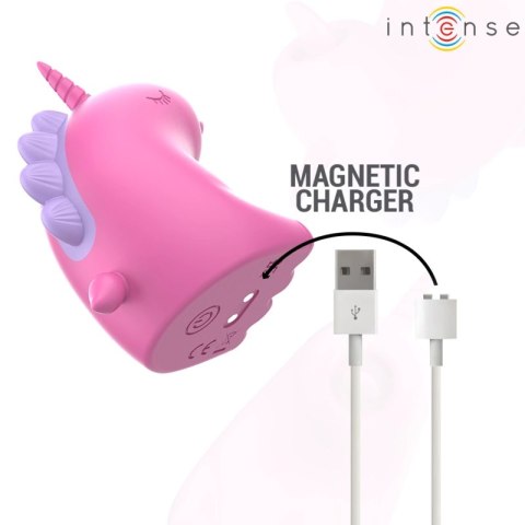 Intense Pinkie 360 - obrotowy stymulator z motywem jednorożca, fuksja
